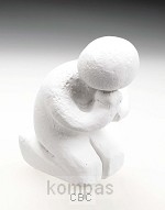 Beeld 3a danken 10 cm wit