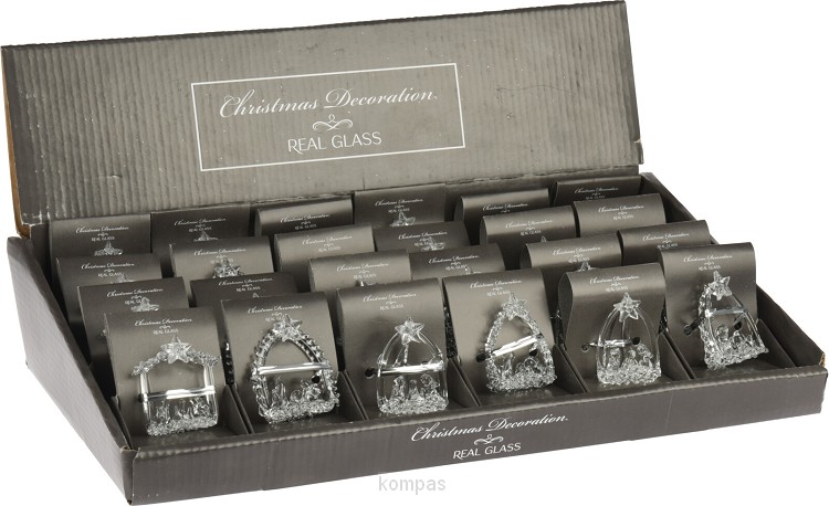 Display 24 assorted Glass Hanging Deco