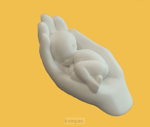 Beeld EMO18 kind in hand 6cm wit