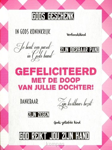 Kaart gefeliciteerd doop dochter