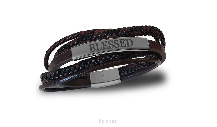 Armband leer blessed bruin 22cm