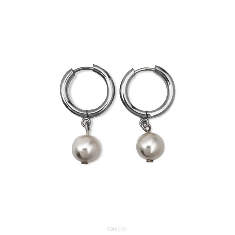 Oorbel ring parel zilver