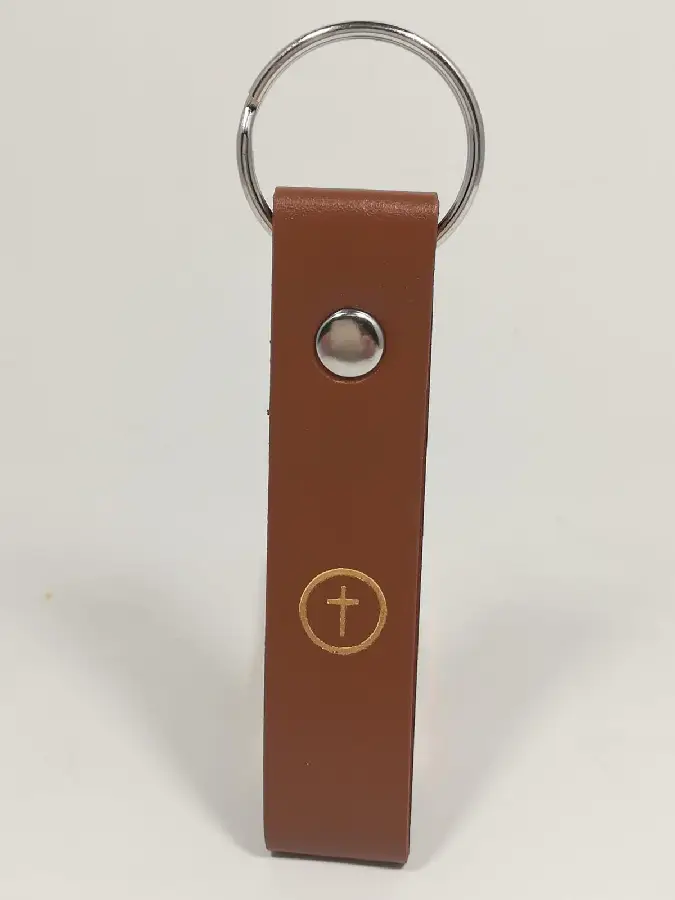 Cross circle keyring Fauxleather