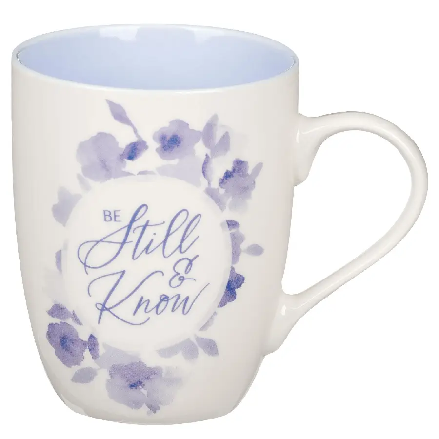 Mug Bleu Floral Be Still Ps 46:10