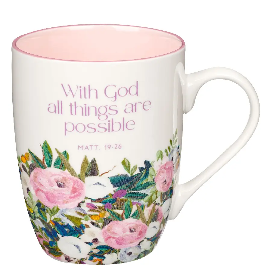 Mug Multi Floral Purple With God Matt 19