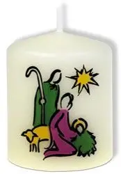 Stompkaarsje 6/5cm kerststal gekleurd