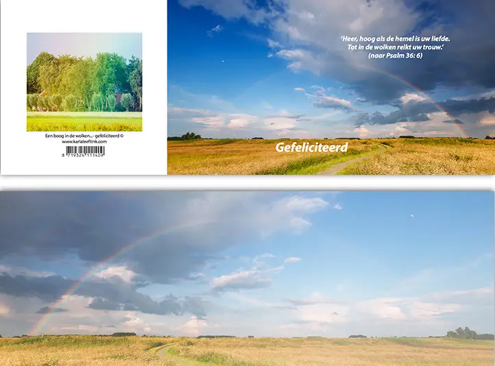 Panoramawenskaart mt gefeliciteerd boog