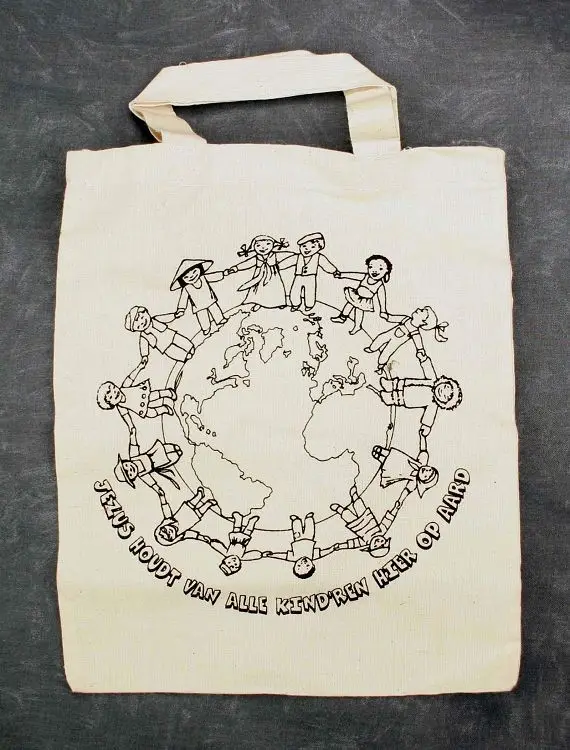 Katoenen draagtas Jezus houdt van alle k