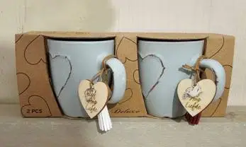 Mug set Heart (2) Faith Hope Love Blue