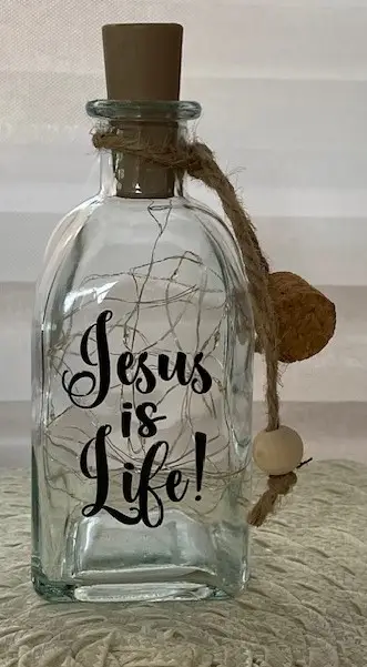 Fles led licht 250ml Jesus is life